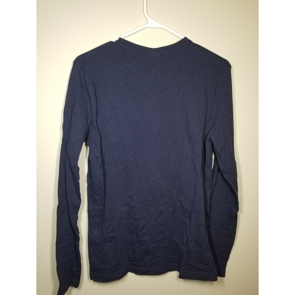 H&M BASIC MENS LONG SLEEVE NAVY BLUE CREW NECK - Picture 2 of 4